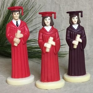 Vintage Graduate Cake Toppers Male And Female 80s